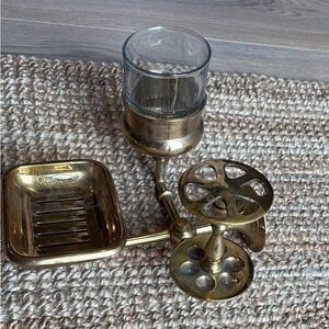 Brass Bathroom Accessory Set - Vintage Style Soap Dish & Holders